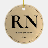 Elegant Simple RN Nurse Keramik Ornament (Hinten)