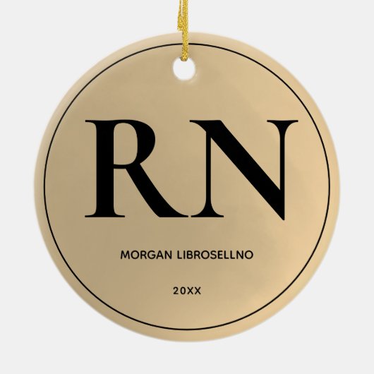 Elegant Simple RN Nurse Keramik Ornament (Hinten)