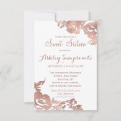 Elegant Simple Rose Gold Weißer Blumensüß 16 Einladung (Vorderseite)