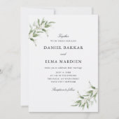 Elegant Simple Rustic Botanical Greenery Wedding Einladung (Vorderseite)