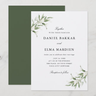 Elegant Simple Rustic Botanical Greenery Wedding Einladung
