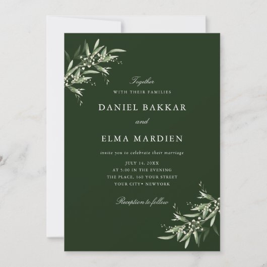 Elegant Simple Rustic Botanical Greenery Wedding Einladung (Vorderseite)