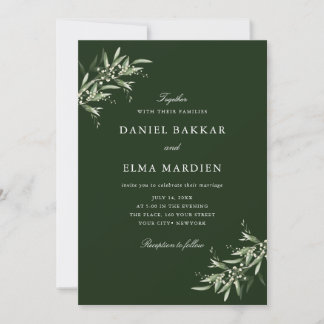 Elegant Simple Rustic Botanical Greenery Wedding Einladung