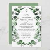 Elegant Simple Rustic Eukalyptus Greenerity Weddin Einladung (Vorne/Hinten)