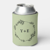 Elegant Simple Sage Green Monogrammed Wedding Dosenkühler (Kanne Vorderseite)