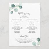 Elegant Simple Sage Greenery Eucalyptus Wedding Programm (Rückseite)