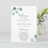 Elegant Simple Sage Greenery Eucalyptus Wedding Programm (Stehend Vorderseite)