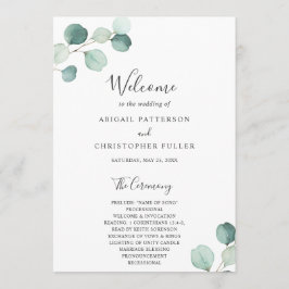 Elegant Simple Sage Greenery Eucalyptus Wedding Programm
