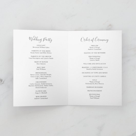 Elegant Simple Sage Greenery Eucalyptus Wedding Programm (Innenseite)