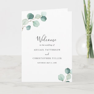 Elegant Simple Sage Greenery Eucalyptus Wedding Programm