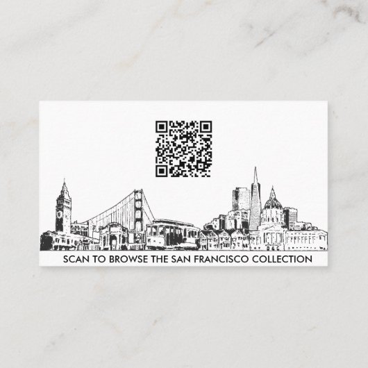 Elegant Simple San Francisco Skyline QR Code Visitenkarte (Rückseite)