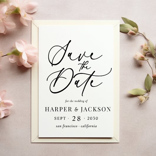 Elegant Simple Save the Date Calligraphy Script Einladung