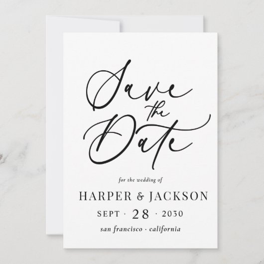 Elegant Simple Save the Date Calligraphy Script Einladung (Vorderseite)