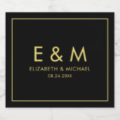Elegant Simple Save the Date Gold Text Monogram Schaumweinetikett (Einzelnes Label)