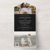 Elegant Simple Schwarz-weiß 2 Foto Qr Code Hochzei All In One Einladung (Innen)