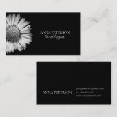 Elegant Simple Schwarz-weiß Daisy Blume Visitenkarte (Vorne/Hinten)