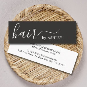 Elegant Simple Schwarz-weiß Hair Stylist Mini Visitenkarte