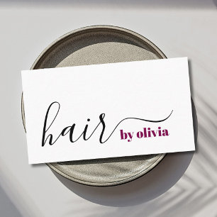 Elegant Simple Schwarz-weiß Hair Stylist Visitenkarte