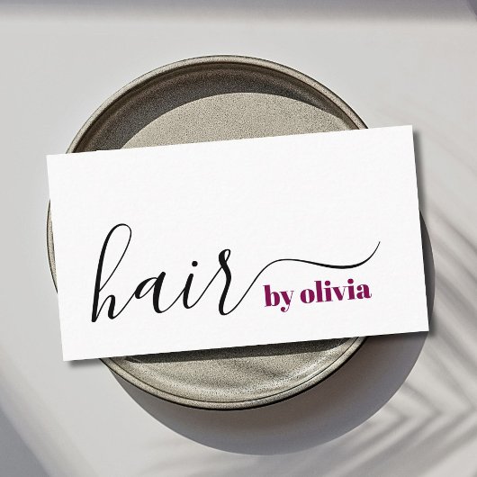 Elegant Simple Schwarz-weiß Hair Stylist Visitenkarte