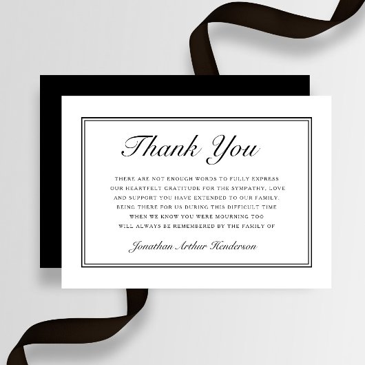 Elegant Simple Script Beileid Funeral Dankeskarte