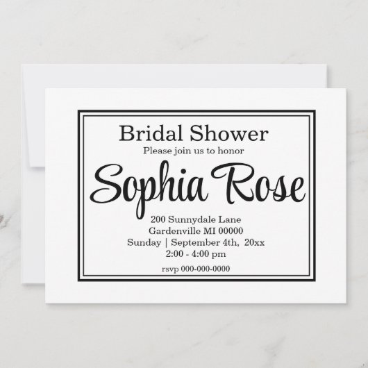 Elegant Simple Script-Brautparty Einladung (Vorderseite)