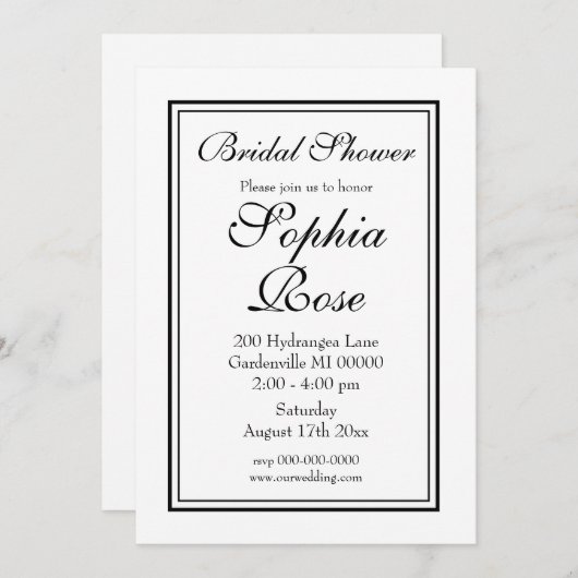 Elegant Simple Script-Brautparty Einladung (Vorne/Hinten)