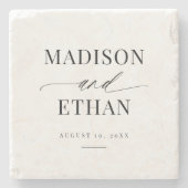 Elegant Simple Script Calligraphy Newlywed Steinuntersetzer (Vorderseite)