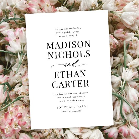 Elegant Simple Script Calligraphy Wedding Einladung