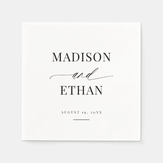 Elegant Simple Script Calligraphy Wedding Serviette (Vorderseite)