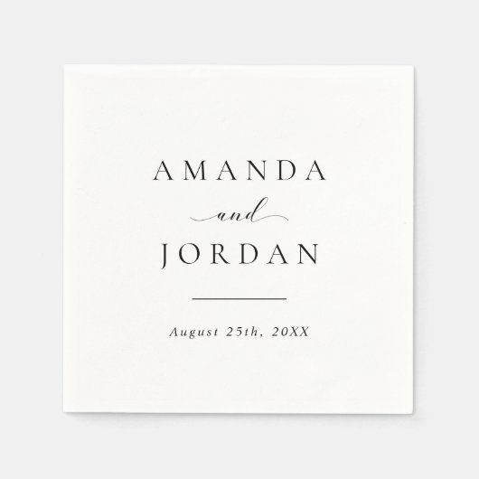 Elegant Simple Script Calligraphy Wedding Serviette (Vorderseite)