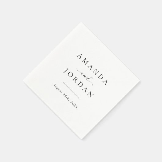 Elegant Simple Script Calligraphy Wedding Serviette (Ecke)