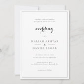 Elegant Simple Script Calligraphy White Wedding Einladung (Vorderseite)