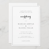 Elegant Simple Script Calligraphy White Wedding Einladung (Vorne/Hinten)