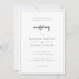Elegant Simple Script Calligraphy White Wedding Einladung