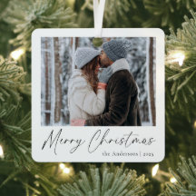 Elegant Simple Script Couple Foto Frohe Weihnachte