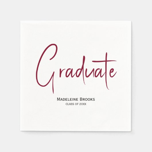 Elegant Simple Script Custom Graduation Napkins Serviette (Vorderseite)
