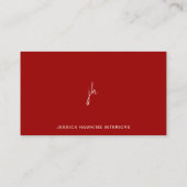 Elegant Simple Script Monogram Crimson Red Visitenkarte (Rückseite)