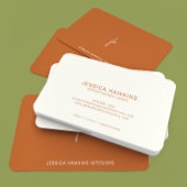 Elegant Simple Script Monogram Dark Orange Visitenkarte