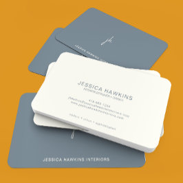 Elegant Simple Script Monogram Dusty Blue Visitenkarte