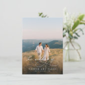 Elegant Simple Script QR Code Budget Photo Wedding Einladung (Stehend Vorderseite)