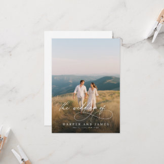 Elegant Simple Script QR Code Budget Photo Wedding Einladung