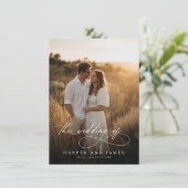 Elegant Simple Script QR Code Photo Budget Wedding Einladung (Stehend Vorderseite)