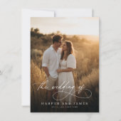 Elegant Simple Script QR Code Photo Budget Wedding Einladung (Vorderseite)