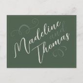 Elegant Simple Script Sage Green Wedding RSVP Postkarte (Vorderseite)