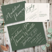 Elegant Simple Script Sage Green Wedding RSVP Postkarte