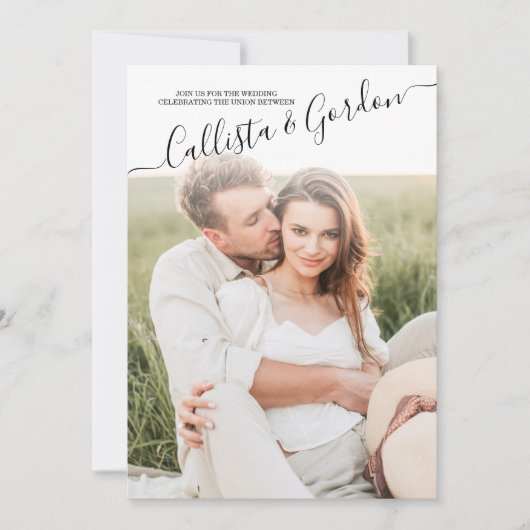 Elegant Simple Scripted Foto Collage Wedding Einladung (Vorderseite)