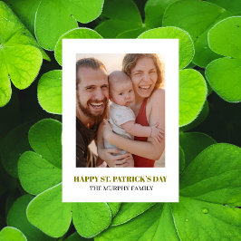 Elegant Simple Shamrock Photo St. Patrick's Day Feiertagskarte