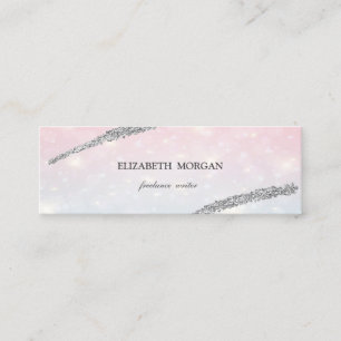 Elegant Simple, Silber Glitter Linie, Bokeh Mini Visitenkarte