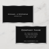 Elegant Simple Silver Border Black and Chrome Visitenkarte (Vorne/Hinten)