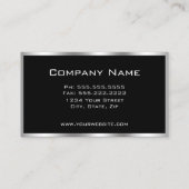 Elegant Simple Silver Border Black and Chrome Visitenkarte (Rückseite)